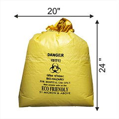 HEAN Bio Hazard Waste Disposal Bags, 20x24 inch, 75 Micron, Bio Medical Garbage Bags (Yellow - 10)