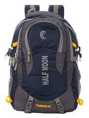 Half Moon 45L Hammer Waterproof Rucksack Bags for Man/Trekking Bags for Men | With 17.3" Laptop Compartment & Rain cover | For Trekking, Hiking, Travel Backpack for Men & Women (Navy Blue)