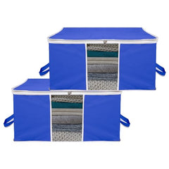 Kuber Industries Leheriya Design Underbed Storage Bag, Storage Organiser, Blanket Cover Set Of 3 (Royal Blue, Non-Woven), 65 x 47 x 33 Centimeters