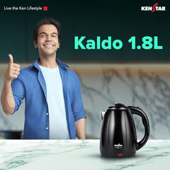 Kenstar KALDO 1.8 L Electric Kettle | 1350W | Cool-Touch Body | Concealed Heating Element | Dry Boil Protection | Black