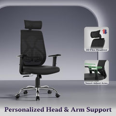 Furnivo Titan Ergonomic Office Chair for Home & Office | Adjustable Armrests | 120 Recline | Lumbar Support | Thick Cushioned Seat | Heavy-Duty Base | 3 Years Warranty (Eco Black Red)