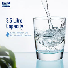 KENT Alkaline Water Filter Pitcher | 3.5 Liters Filtration Pitcher | Balances pH Levels | Blue