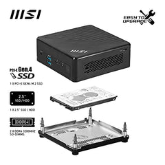 MSI Cubi 5 12M Mini PC Barebone - Intel Core i5-1235U CPU, 4 x USB (10Gbps), Thunderbolt 4, HDMI 2.0b & DP 1.4, Wi-Fi 6E, Bluetooth 5.3 - Black, Support Windows 11 Pro