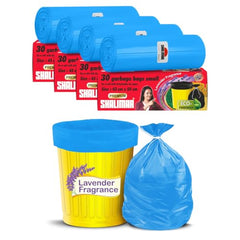 Shalimar Premium Scented Garbage Bags | Medium 19 X 21 Inches | 120 Bags (30 Bags X 4 Rolls) | Lavender Fragrance | Dustbin Bag/Trash Bag | (Blue) - Perforated Box for Easy Dispensing