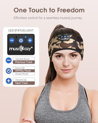 MUSICOZY Sleep Headphones Bluetooth Headband Headphones for Side Sleepers | Sleeping Headbands Wireless Sports Earphones Sweat Resistant Earbuds for Workout Running Cool Gadgets Unique Gifts for Women