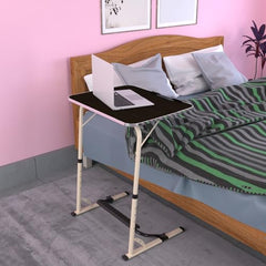 TABLE MAGIC- BADE Multipurpose Laptop Table Mat Finish - Adjustable, Foldable, Portable, Engineered Wood Top with Footrest, Top Size 60 * 45cm (Beige- Wenge)