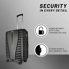 Aristocrat Airpro Set of 3 (Cabin+Medium+Large) Trolley Bags, Jet Black