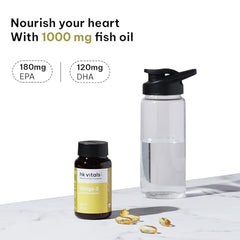 hk vitals Omega 3, 60 Fish Oil Capsules + Multivitamin, 60 Tablets | 1000mg Omega 3 with 180mg EPA and 120mg DHA | For Brain, Heart, and Joints Health