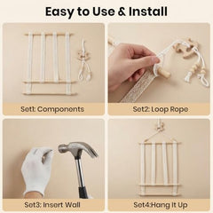 HASTHIP Hair Clip Organizer, 3-Layer Wall Hanging, Large Capacity, Pink