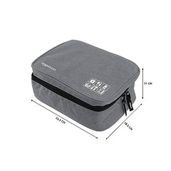 Amazon Basics Travel Organiser for Electronic Accessories, Flexible Padded Dividers, Waterproof, Foam Padding, for Cables, Chargers, Hard Disk, Power Bank (Grey)