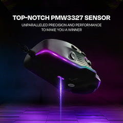 Kreo Hawk Gaming Mouse with Programmable Buttons & RGB Lighting | Top Pixart Sensor | Adjustable DPI with 1.5m Long Braided Cable and Optical Sensor | Lightweight & Durable (Hawk- Black)