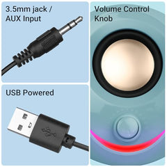 ZEBRONICS Blues 2.0 Computer Speakers, 8 Watts, 45° Elevated Drivers, Dual Passive Radiators, USB Powered, AUX, Volume Control Knob, RGB LED, for Laptops & Desktop (Black)