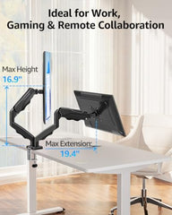 MOUNTUP Dual Monitor Stand for Desk, Monitor Arms for 2 Monitors 13-32 Inch | Holds 4.4-19.8lbs per Arm, VESA 75x75/100x100, Full Motion Monitor Mount for Home Office, C-Clamp & Grommet Base, Black