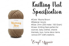 Craft Affair | Knitting Nest Acrylic Yarn (200 Meter, 100 Grams, 2mm) / Woolen Yarn/Acrylic Yarn for Knitting and Crocheting-Olive