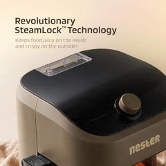 Nester Home Cook Glass Air Fryer 6.2 Ltr with 6mm Borosilicate Glass bowl and SteamLock™ Technology | 1600 W | 9 Smart Presets | Auto Clean Function | 100% Toxin Free | 3-year Warranty | Dalgona Brown