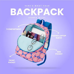 Genie Miami Laptop Backpack for Women (16 Inches) | Modern Office, College & Travel Laptop Backpack | Padded Laptop Sleeve | Rose