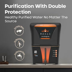 AQUA D PURE 4 in 1 Zinc + Copper + Alkaline Ro Water Purifier With Inbuilt TDS Adjuster, RO, UV, UF and Auto Shut Off Function, 12L, 10 Stage Purification Method, Black