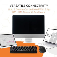 amazon basics Pro Series 650 mAh Wireless Rechargeable Ergonomic Mouse for PC, Mac, Laptop | 3 Adjustable DPI Settings Up to 1600 | Shortcut Buttons | Tri-Mode connectivity (Black)