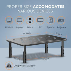 AGARO Monitor Stand for Desk, Laptop Stand & PC Riser, 3-Level Height Adjustable, Compatible with 24”, 27”, 29” & 32” Monitors, Laptop, CPU, Printer, Heavy-Duty Steel with Anti-Skid Pads, Black