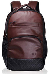 F Gear Luxur 25L Medium Laptop backpack Fits upto 17" Laptop Faux Leather Water resistant lightweight, Gifts for Men Women Boys Girls Adults, College/School/Office/Travel Bag (Brown)