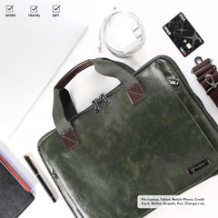 VISMIINTREND Laptop Leather Bag for Man | Coffee Brown