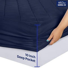GADDA CO 100% Waterproof Premium Cotton Feel Mattress Protector King Size 78x72 Inch|Ultra Soft Breathable & Fitted Bed Protector Terry Cover Double Bed (6.5x6 feet, Fits 10 Inches, Grey)