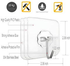 Shivstor 15 Pack Self Adhesive WallHook Heavy DutyHook for Hanging Without Drilling Transparent Nail Free StickyHook Strong Wall Hanger Set of 15 FlowerHook for Kitchen Bathroom Home Storage