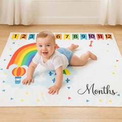 MOMISY Baby Milestone Blanket and Props for Baby's |1 to 12 Months Prop |Baby Bedding |Ac Room Blanket for Summer|Newborn| Infants Winter Blanket(RainbowBalloon)