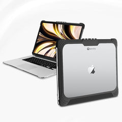WOOKY MacBook Air M1 13.3 inch Shockproof 360 Degree PC + TPU Protection Plastic Hard Shell Flip Cover Case for MacBook Air A1932 A2179 A2337 (13.3 inch) - Black Clear