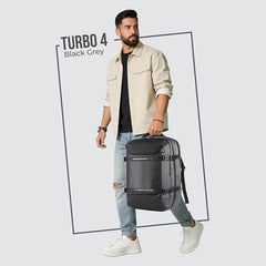 Gear Turbo 21"/45L Large Water Resistant Anti theft Laptop Backpack with Raincover | Backpack | Daypack |Briefcase | Travel Bag For Men/Women (Black - Grey)