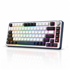 KARNAGE Sentinel 82 Wired RGB Mechanical Keyboard | 81 Keys | Aluminum Rotary Knob | 5-Pin Hot-Swap | OUTEMU Red Switches | 19 ARGB Lighting Modes | Full NKRO | Detachable USB Type-C Cable |White