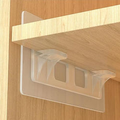 AMIQUS 10 Pcs Hevy Duty Self Adhesive Hook for Hanging Kitchen Item and Other Stainless Steel, Gold Waterproof, Strong Towels, Keys, Utensils,Robes Double-Sided Transparent (Double Claw V Shape)