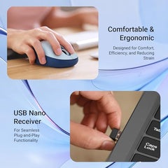 ZEBRONICS Groot Wireless Mouse, Dual Mode (2.4GHz + BT), Upto 1600 DPI, Silent Operation, 3 Buttons, Comfortable & Ergonomic, for Mac | Laptop | Computer, with 2 Years Warranty (Blue)