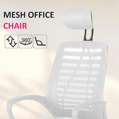 Casa Copenhagen Mesh Mid Back Office/Study/Computer/Revolving/Desk Chair for Work from Home -Metal Base, Height Adjustable Seat - Grey Milange & Black Handle