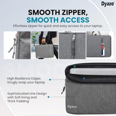 Dyazo 15.6 Inch Laptop Sleeve with Charger Pouch | Front Pocket with Handle Water Resistant Sleeve Case | Compatible for MacBook, HP, Dell, Acer, Asus, Microsoft, Samsung and Other Notebooks (Grey)