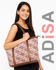 ADISA Women's Office Laptop Handbag Large Printed Shoulder Bag (ADW4087-BLA-ORA)