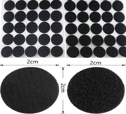 SYGA Self Adhesive Dot Tape, 2cm Sticky Glue Back Coins Clear Dots Hook and Loop Tapes, Nylon Coins for Classroom, Office, Wall Decor, Carpet Grip, Hanging, Home and Kitchen- Black, 100 Pairs