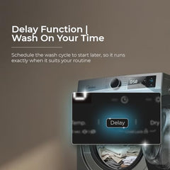 Midea 9 Kg Fully Automatic Front Load Washing Machine, Titanium Grey | 5 Star, Self Clean Drum Technology, Inverter Motor, 15 Wash Programs, MFG17W90B/T-IND