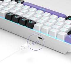 MageGee Portable 60% Mechanical Gaming Keyboard, MK-Box LED Backlit Compact 68 Keys Mini Wired Office Keyboard with Blue Switch for Windows Laptop PC Mac - Blue/White
