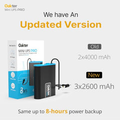 Oakter Mini UPS Basic for WiFi Router Broadband Modem | Supports 12V-2A Routers. Backup Upto 3 Hours | WiFi Router UPS Power Backup During Power Cuts| Current Surge & Deep Discharge Protection