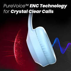 truke Newly Launched BTG 500 Over The Ear Gaming Headphone with 40mm Drivers, 10H of Playtime, Dual Pairing, Gaming Mode (50ms Latency) with RGB LEDs, TF Card with Volume Control, BT 5.4 (Sky Blue)