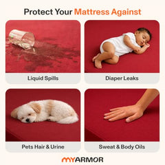 MY ARMOR Waterproof Mattress Protector King Size, 78x72, 6.5x6 feet, Double Bed Protector Sheet Cover, Breathable and Hypoallergenic Ultra Soft Fitted Terry Cotton Feel Fabric, Elastic Skirting, Grey