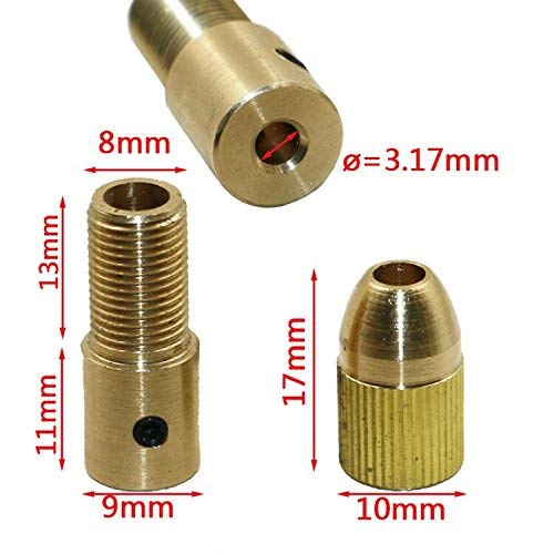 SYGA Mini Drill 3.15mm, 7-Piece 0.5-3mm, 3.17mm Shank Metal Drill Chuck Collet Bits Rotary with Screw