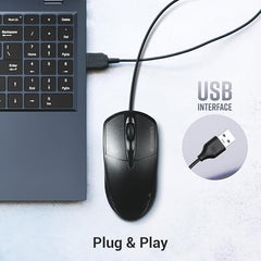 Zebronics Zeb-Power Wired USB Mouse, 3-Button, 1200 DPI Optical Sensor, Plug & Play, for Windows/Mac