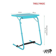 TABLE MAGIC- BADE Multipurpose Laptop Table Mat Finish - Adjustable, Foldable, Portable, Engineered Wood Top with Footrest, Top Size 60 * 45cm (X-Large, Midnight Black)