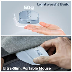 Foxin Flow Wireless Mouse with Rechargeable Battery, Bluetooth & 2.4 Ghz Dual Connectivity, 4 Buttons, Upto 1600 DPI, Type-C Charging | Ergonomic Office Mouse for Laptop, MacBook, PC | Green