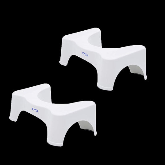 Syga Cabinet Anti-Slip and Constipation Plastic Stool for Toilet (White)- Set of 2