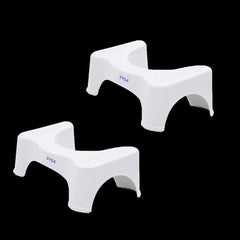 Syga Cabinet Anti-Slip and Constipation Plastic Stool for Toilet (White)- Set of 2