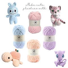 NESTNHAVEN , Plush & Cuddly Sets 2.0 , Chenille Yarn Supersoft Hand Knitting Wool Ball, set of 4 , 400 grams (1 Ball/100 Gram Each) Suitable for Craft, Babywear, Toys , Baby Blankets , 5 Bulky, Shades - NNHS 2.0 (Set 26 baby Pink , lilac , hot pink…
