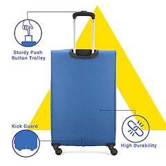 Aristocrat Duralite Set of 3 Soft Case (S+M+L) Trolley Bags, Red | 8-Wheels, Spacious, Zipper Expander, Front Pocket, Polyester Case, Combination Lock, Travel Luggage, 3-Year Global Warranty